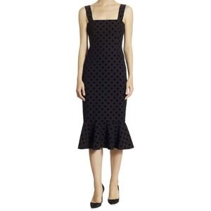 Akris Punto Velvet Polka Dot Dress Event Wedding Guest NYE Holiday Medium Office